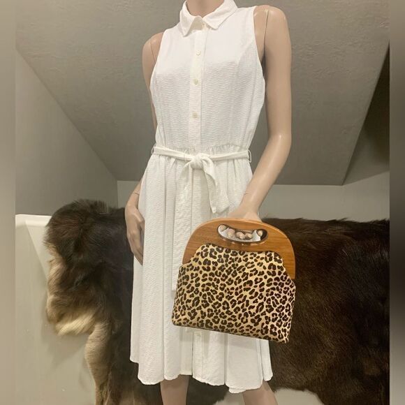 Handmade Genuine Hair-on-horsehide Leather Wooden Frame Bag & 2 Chain Styles - Picture 3 of 16